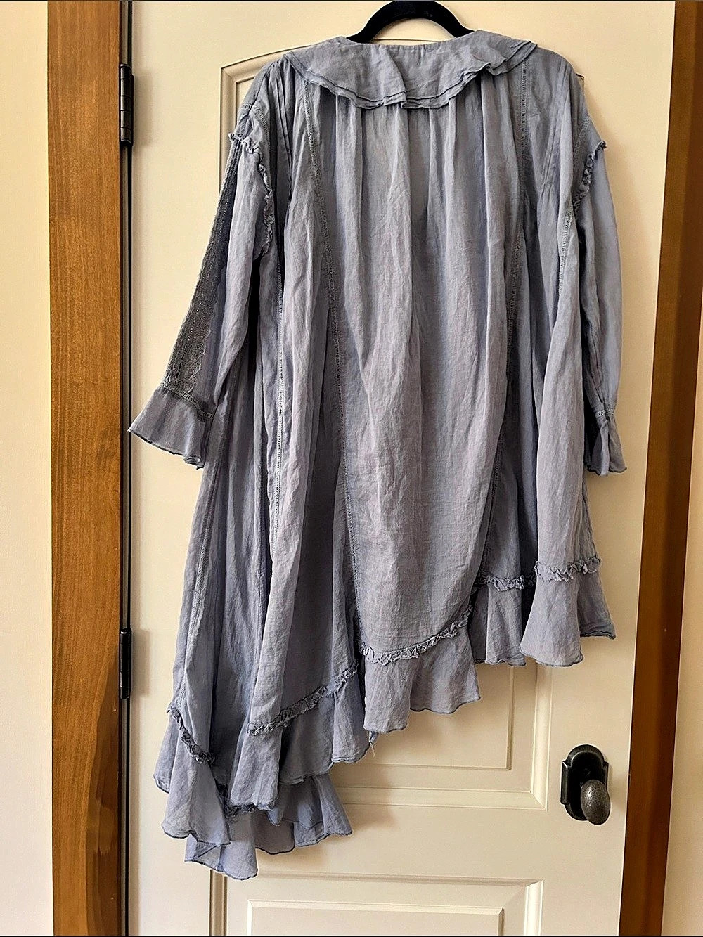 Free People Powder Blue Ruffle Tunic/Cardigan - Picture 5 of 12